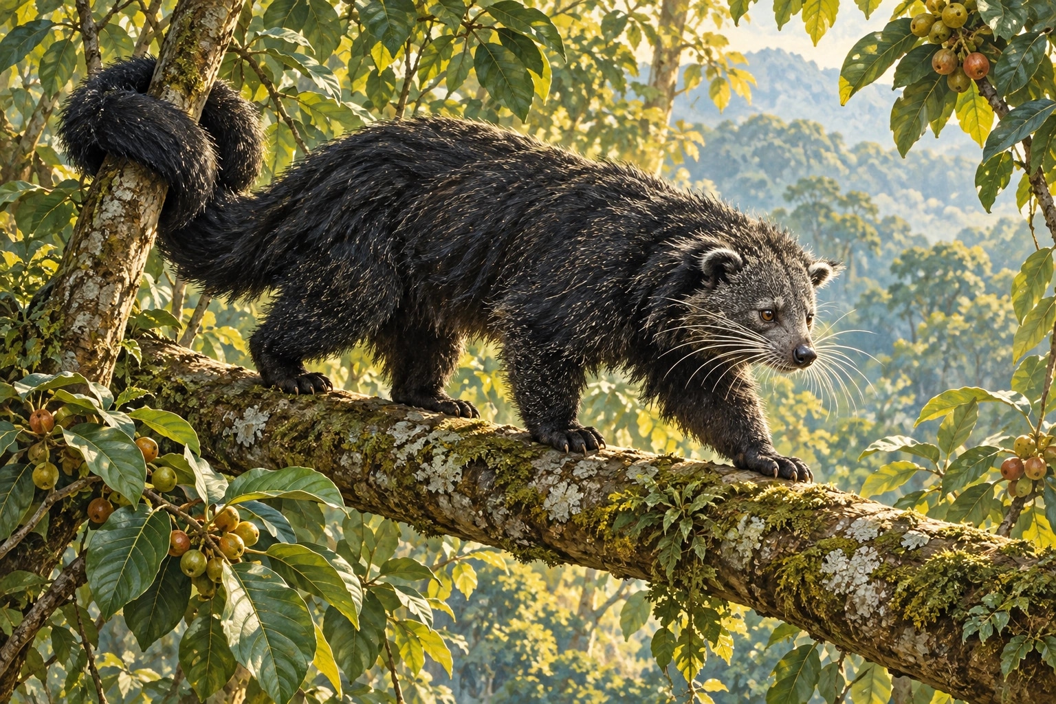 Binturong: la vita fra i rami con una coda che afferra